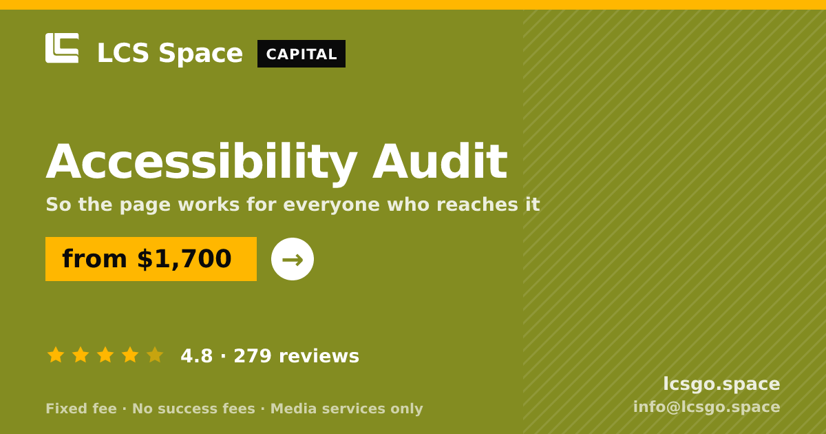 Accessibility Audit — from $1,700, rated 4.8/5 across 279 reviews. LCS Space.