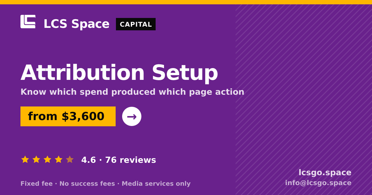 Attribution Setup — from $3,600, rated 4.6/5 across 76 reviews. LCS Space.