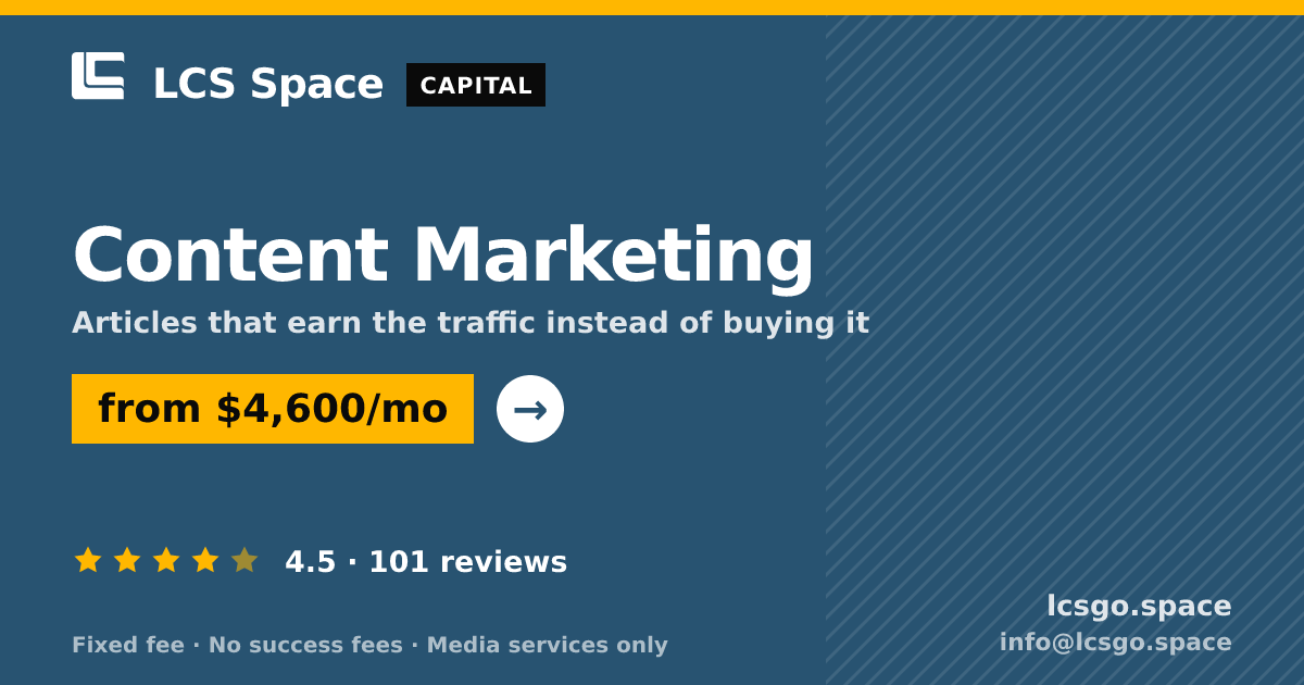 Content Marketing — from $4,600/mo, rated 4.5/5 across 101 reviews. LCS Space.