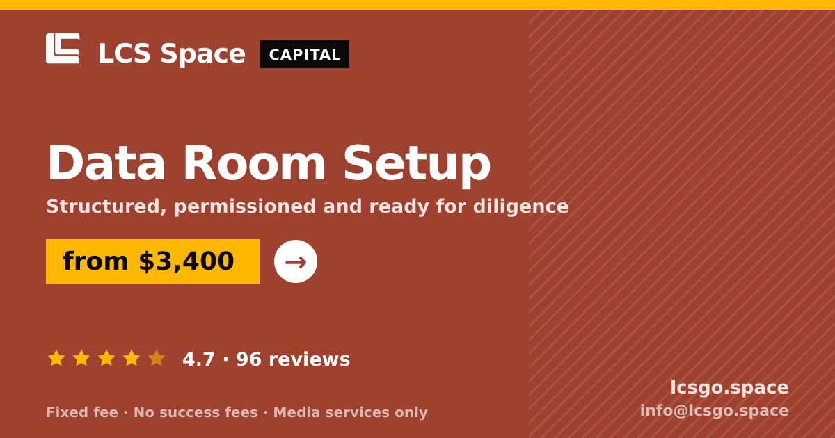 Data Room Setup — from $3,400, rated 4.7/5 across 96 reviews. LCS Space.