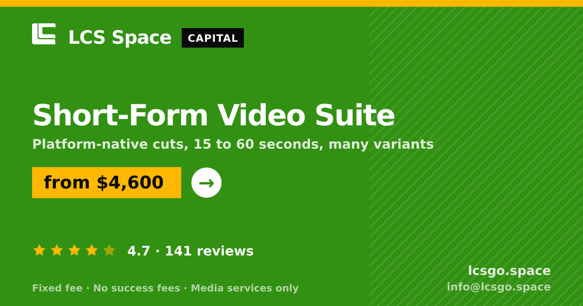 Short-Form Video Suite — from $4,600, rated 4.7/5 across 141 reviews. LCS Space.